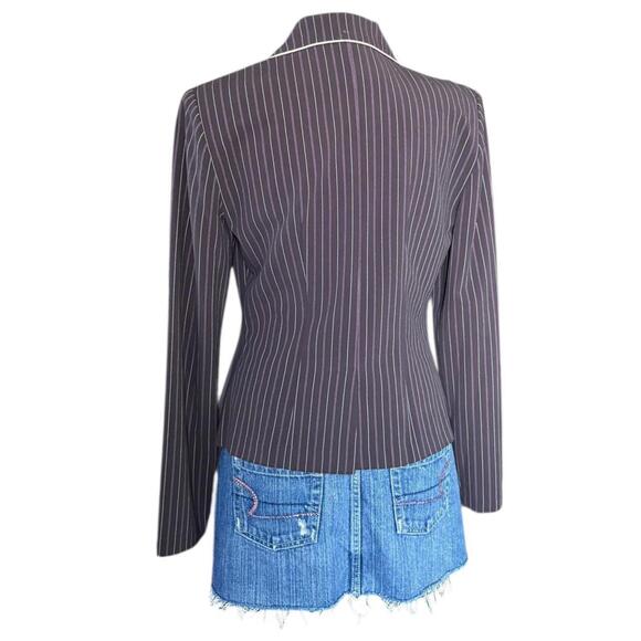 y2k My Michelle brown & pink pinstripe blazer with built-in shoulder pads - Picture 4 of 8